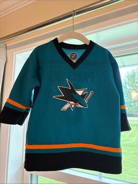 NHL San Jose Sharks Youth Teal Jersey with Black & Orange Trim